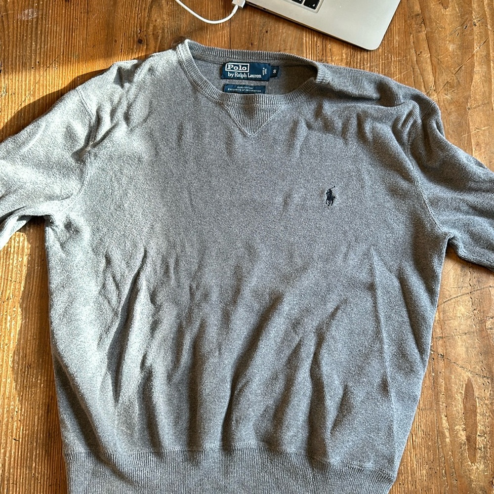 Light Gray Men’s Ralph Lauren Polo Cotton Sweater (Small)